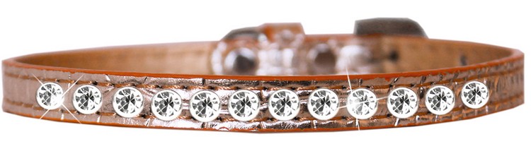 One Row Clear Jewel Croc Dog Collar Copper Size 14